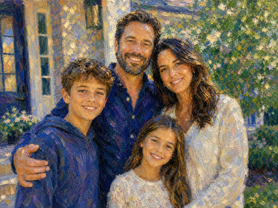The same family painted in the style of Monet