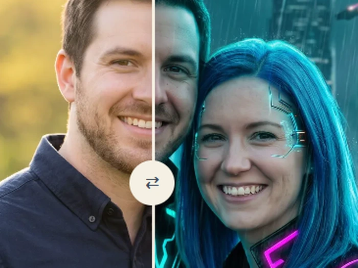 One photo, half as it was and half transformed