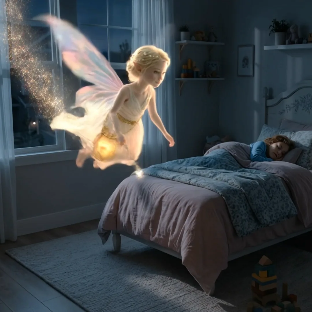 Fairy arrives through a window